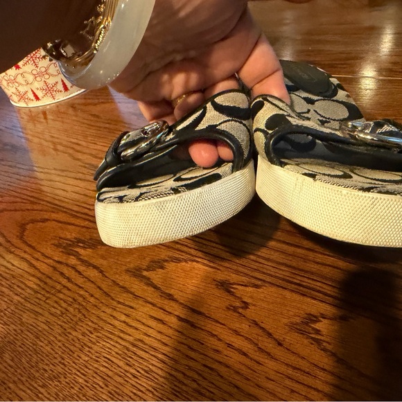 Coach wedge black and gray sandals signature logo - Picture 7 of 13